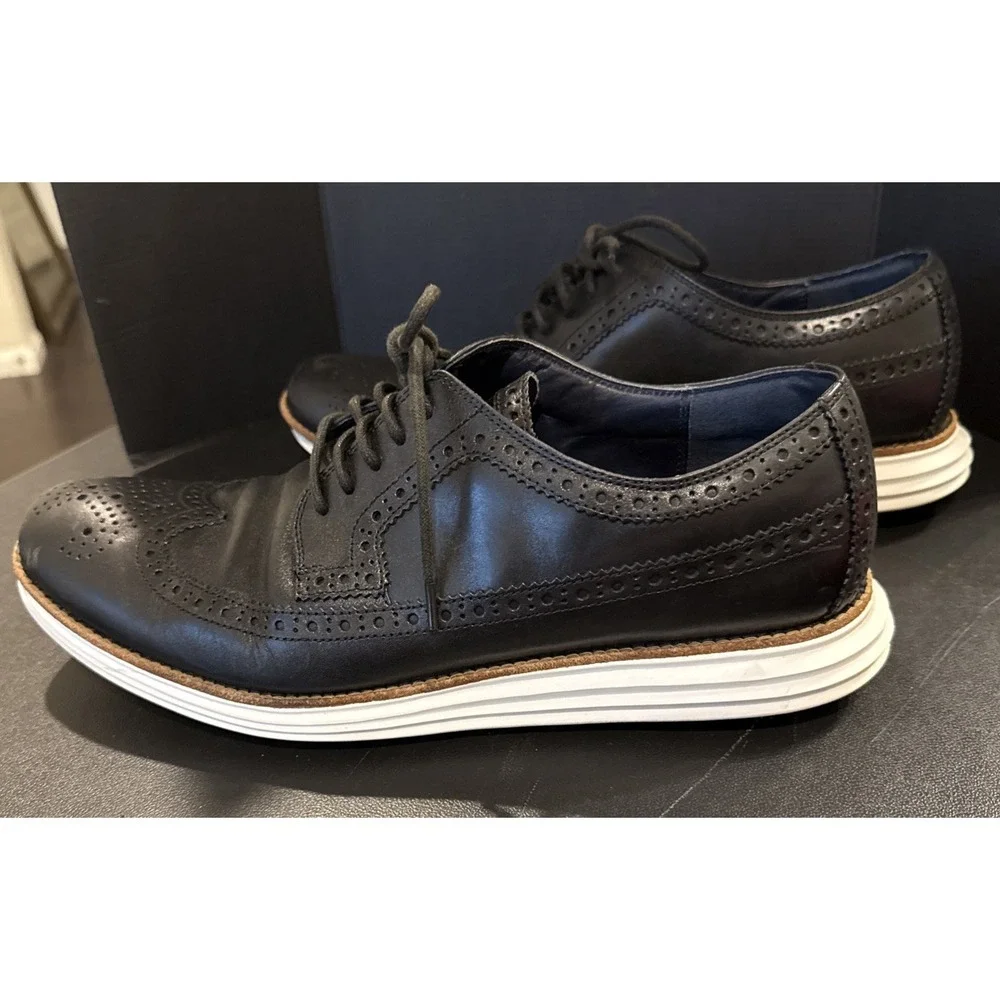 Cole‎ Haan Lunar Grand Mens 12 M Wingtip Oxfords Dress Shoes Black C12007